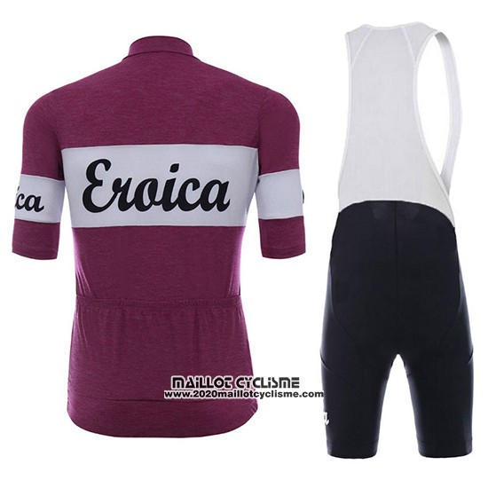 2018 Maillot Ciclismo Eroica Vino Fonce Rouge Manches Courtes et Cuissard
